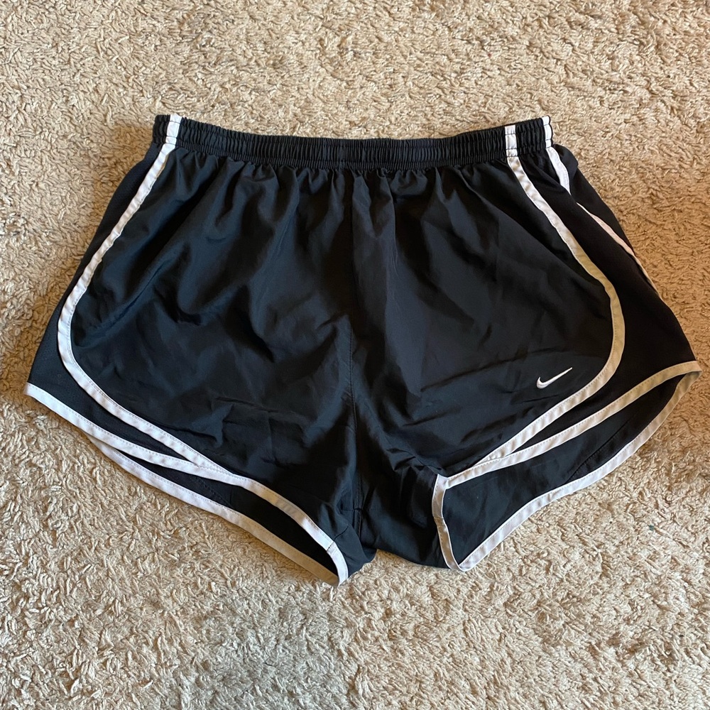 Nike Women's Black and White Athletic Shorts